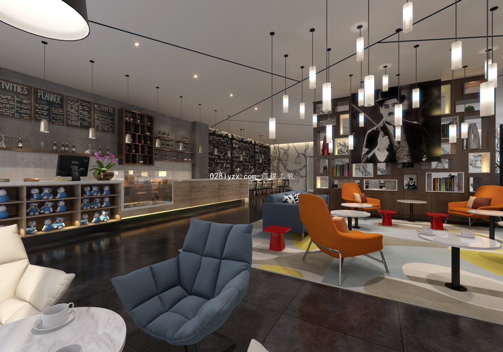 時尚簡約風咖啡廳-成都朗煜店鋪裝修公司