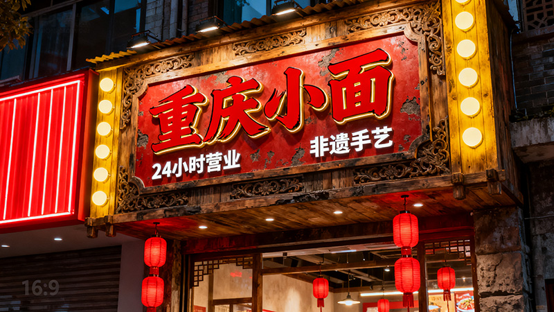 重慶小面店鋪門頭裝修效果圖